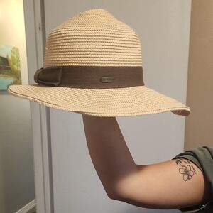 Chic Beige Sun Hat with Brown Band